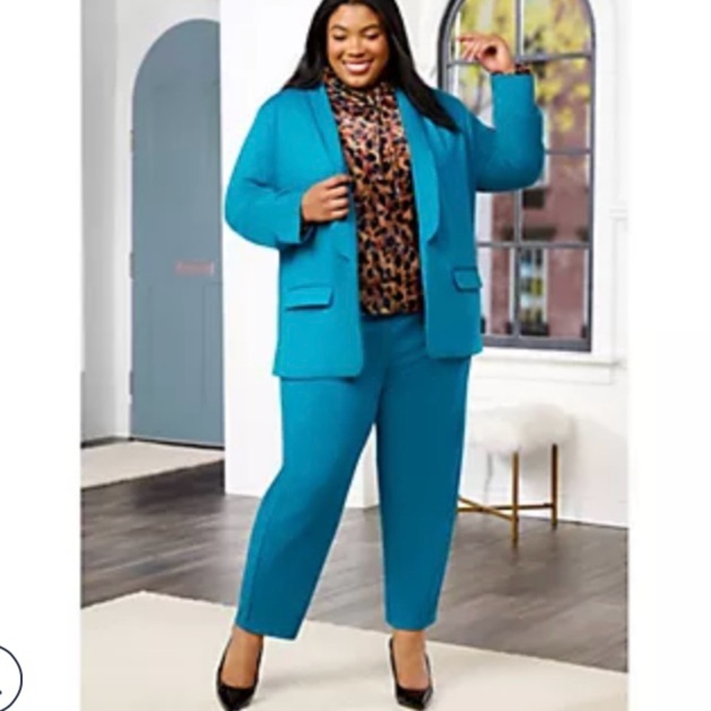 Stacy London Blazer w/Ruched Sleeves Teal XL NWOT